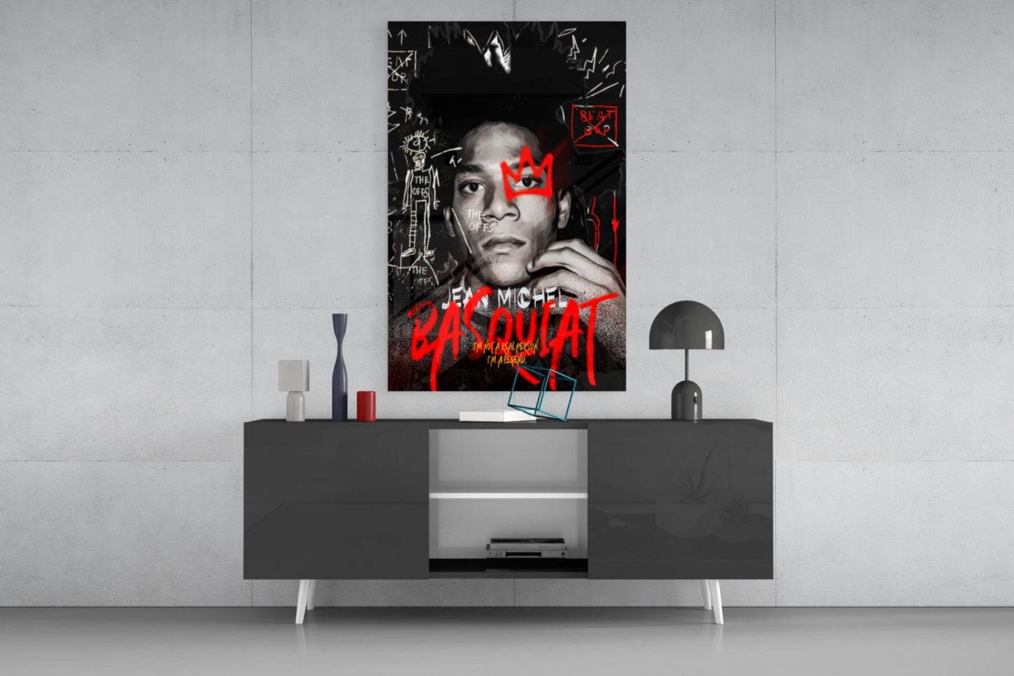 Jean-Michel Basquiat Glass Wall Art || Designer Collection