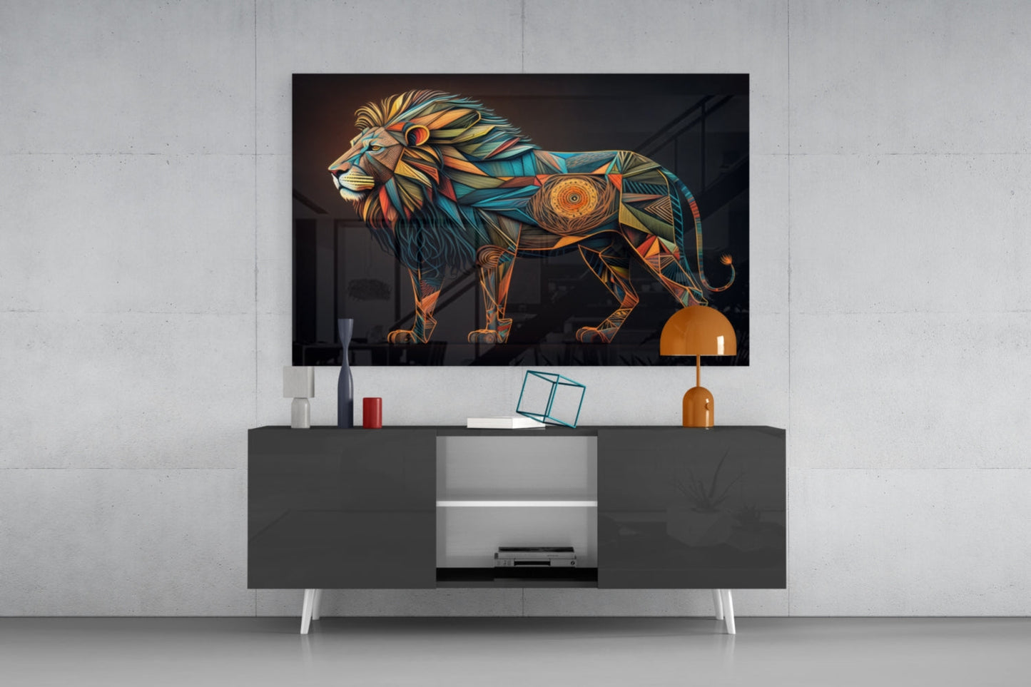 Lion Glass Wall Art || Designer Collection