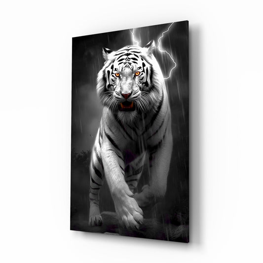Tiger's Wrath Glass Wall Art || Designer Collection