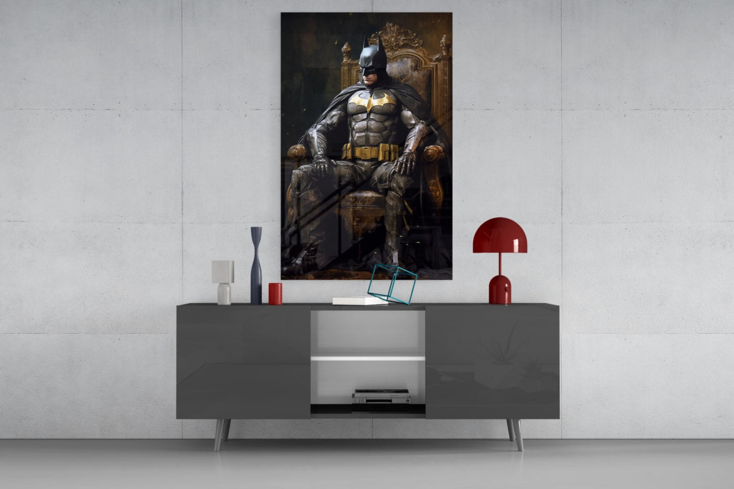 Batman in the Throne Glass Wall Art || Designer Collection