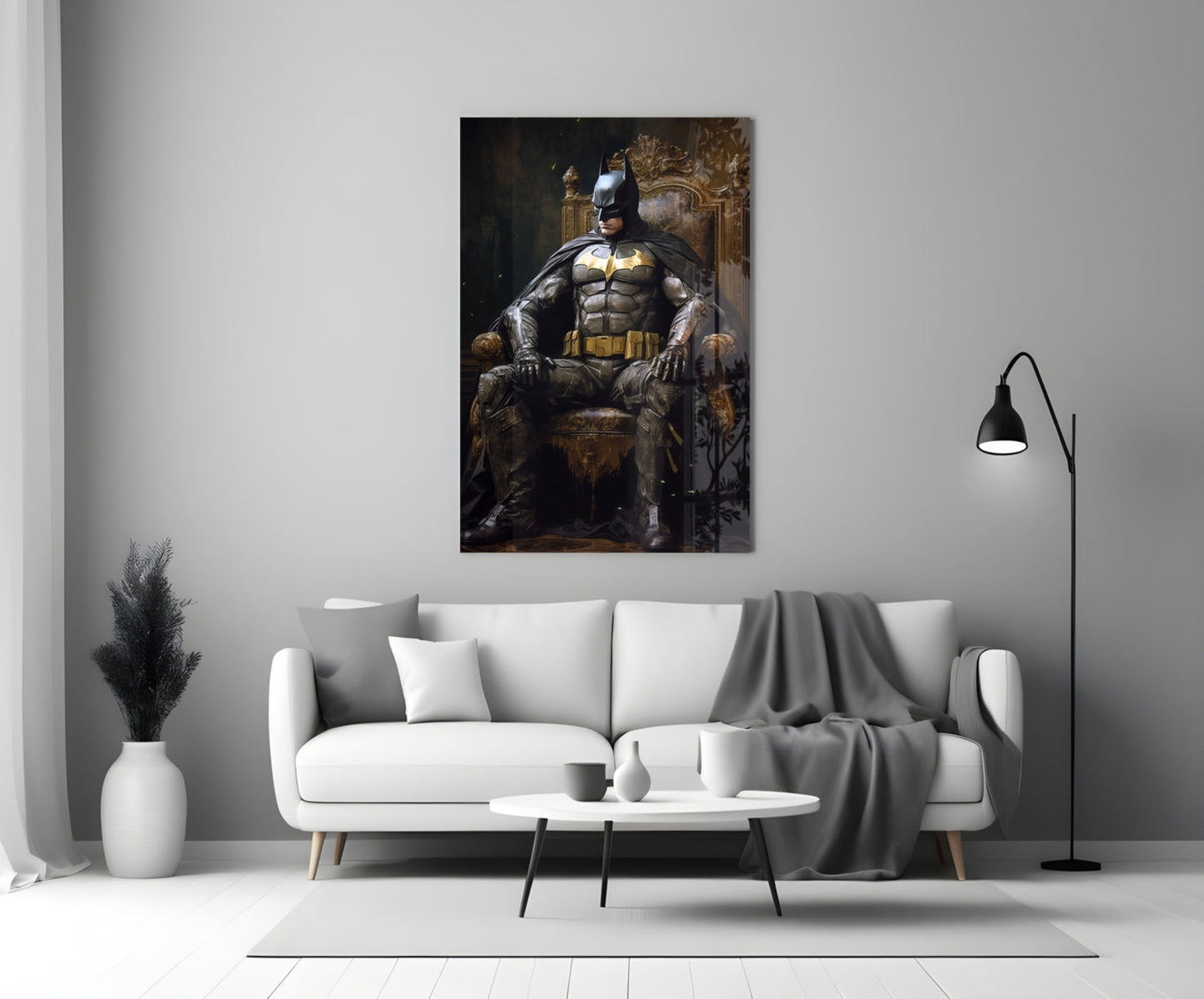 Batman in the Throne Glass Wall Art || Designer Collection