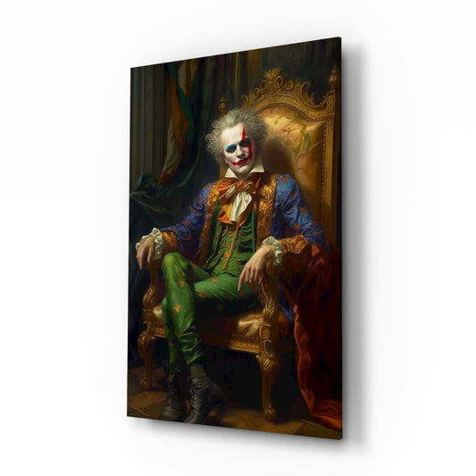 Clown and the Throne Glass Wall Art || Designer's Collection-0