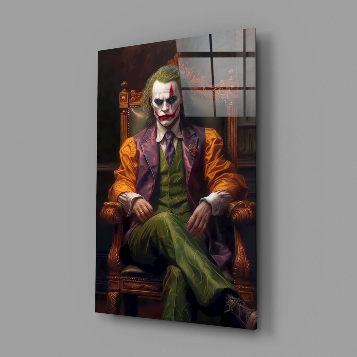 Joker in the Throne Glass Wall Art || Designer Collection