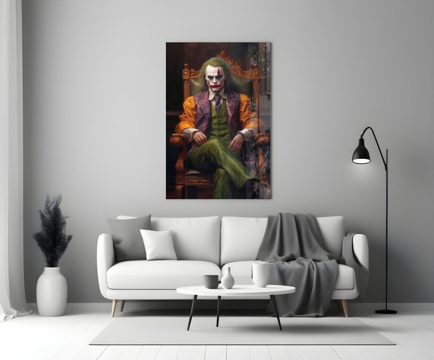 Joker in the Throne Glass Wall Art || Designer Collection
