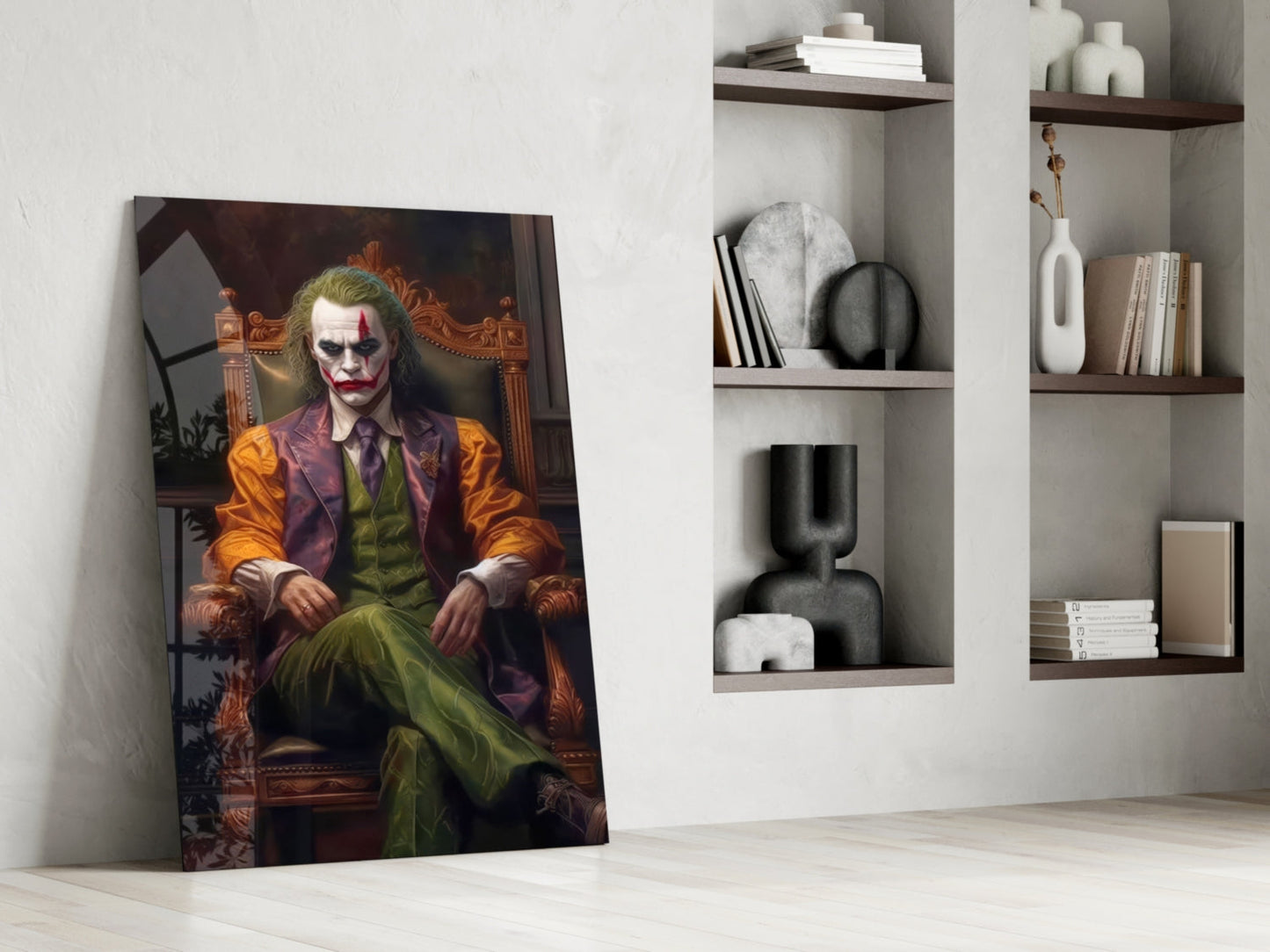 Joker in the Throne Glass Wall Art || Designer Collection