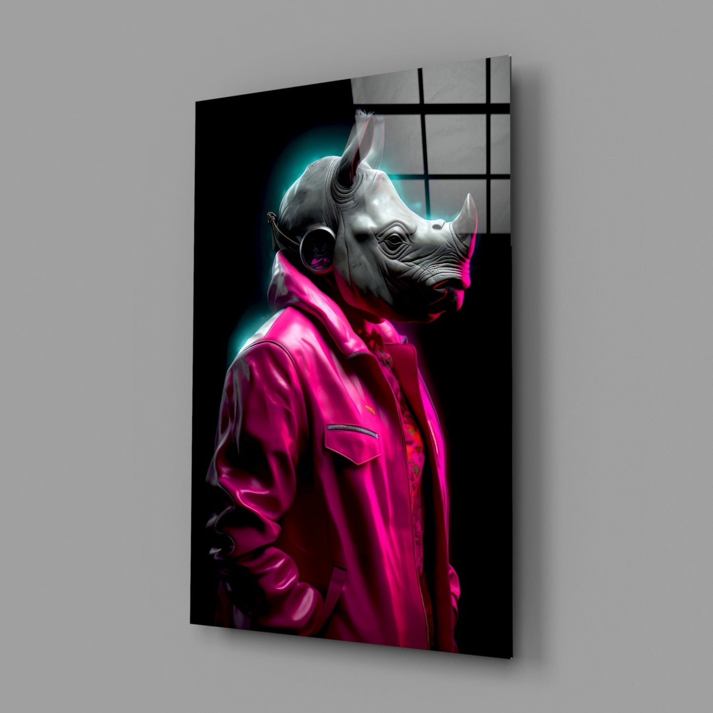 Rhino in Style Glass Wall Art || Designer Collection