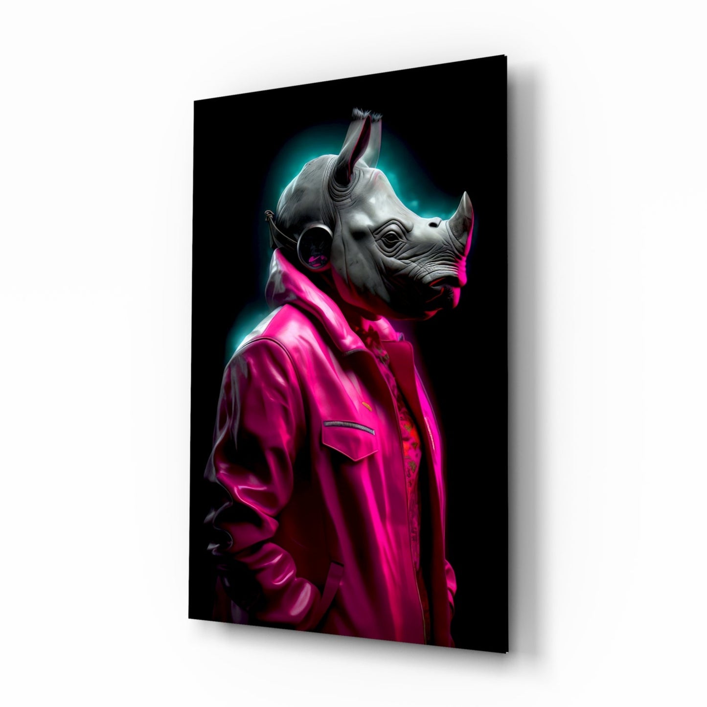 Rhino in Style Glass Wall Art || Designer Collection