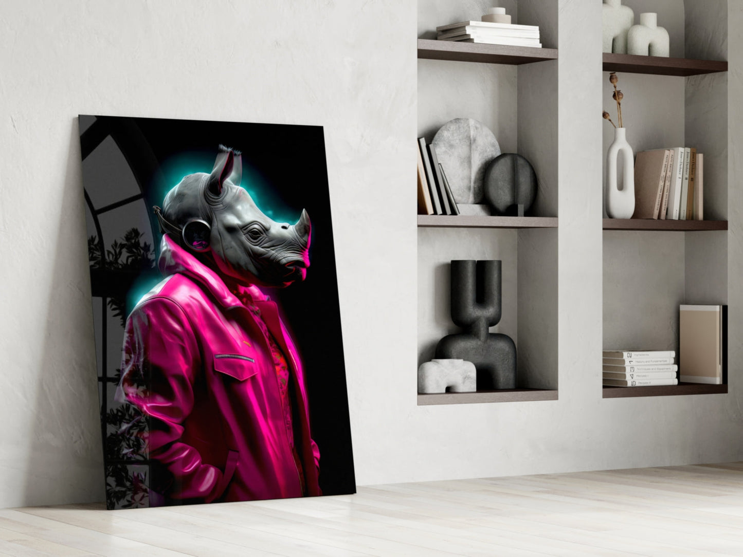 Rhino in Style Glass Wall Art || Designer Collection