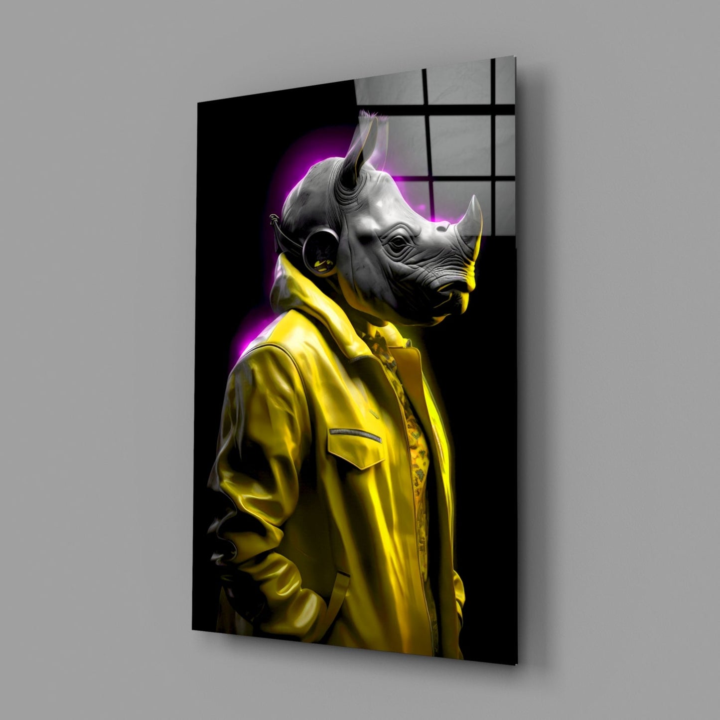 Rhino in Style Glass Wall Art || Designer Collection