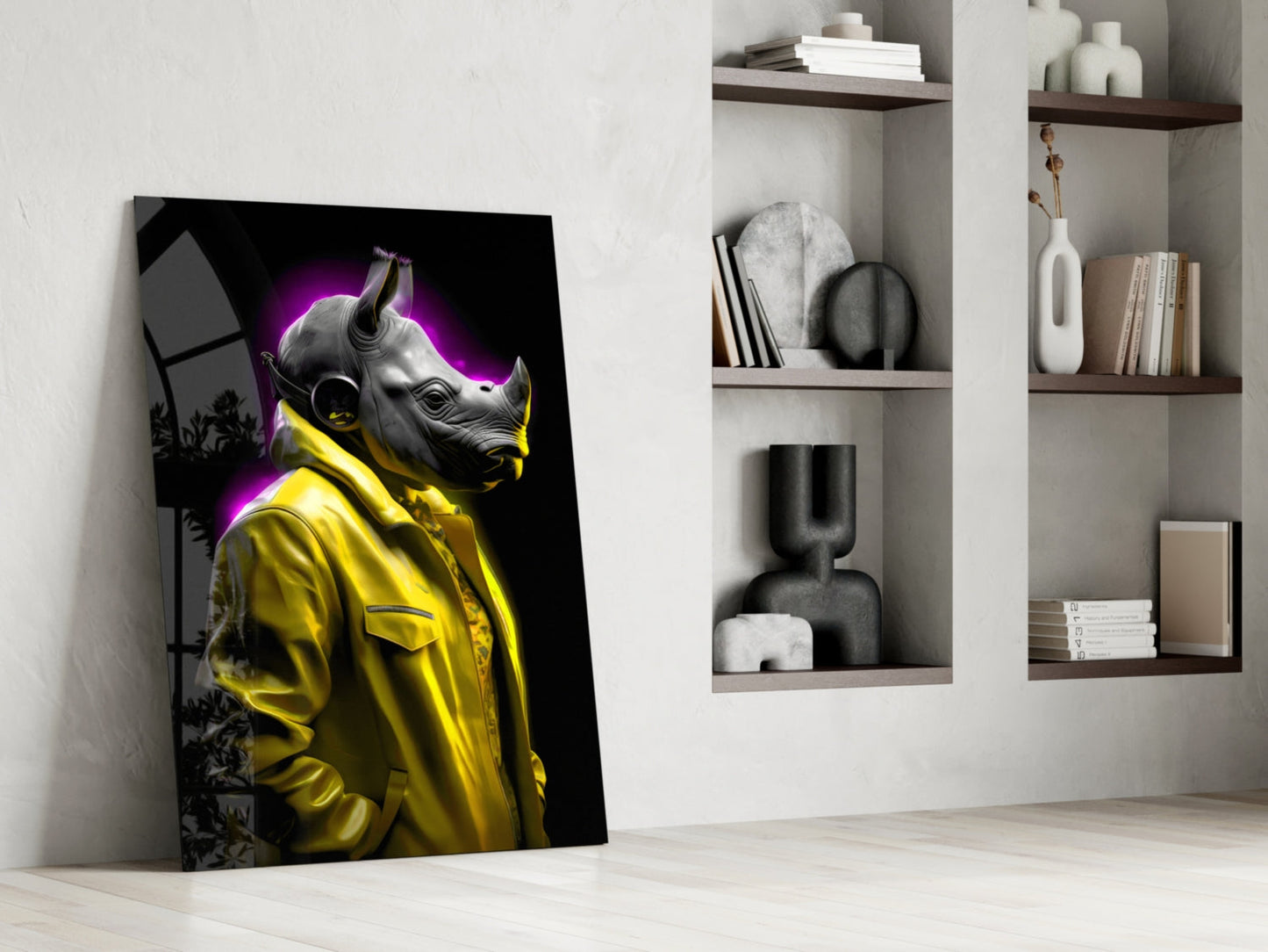 Rhino in Style Glass Wall Art || Designer Collection