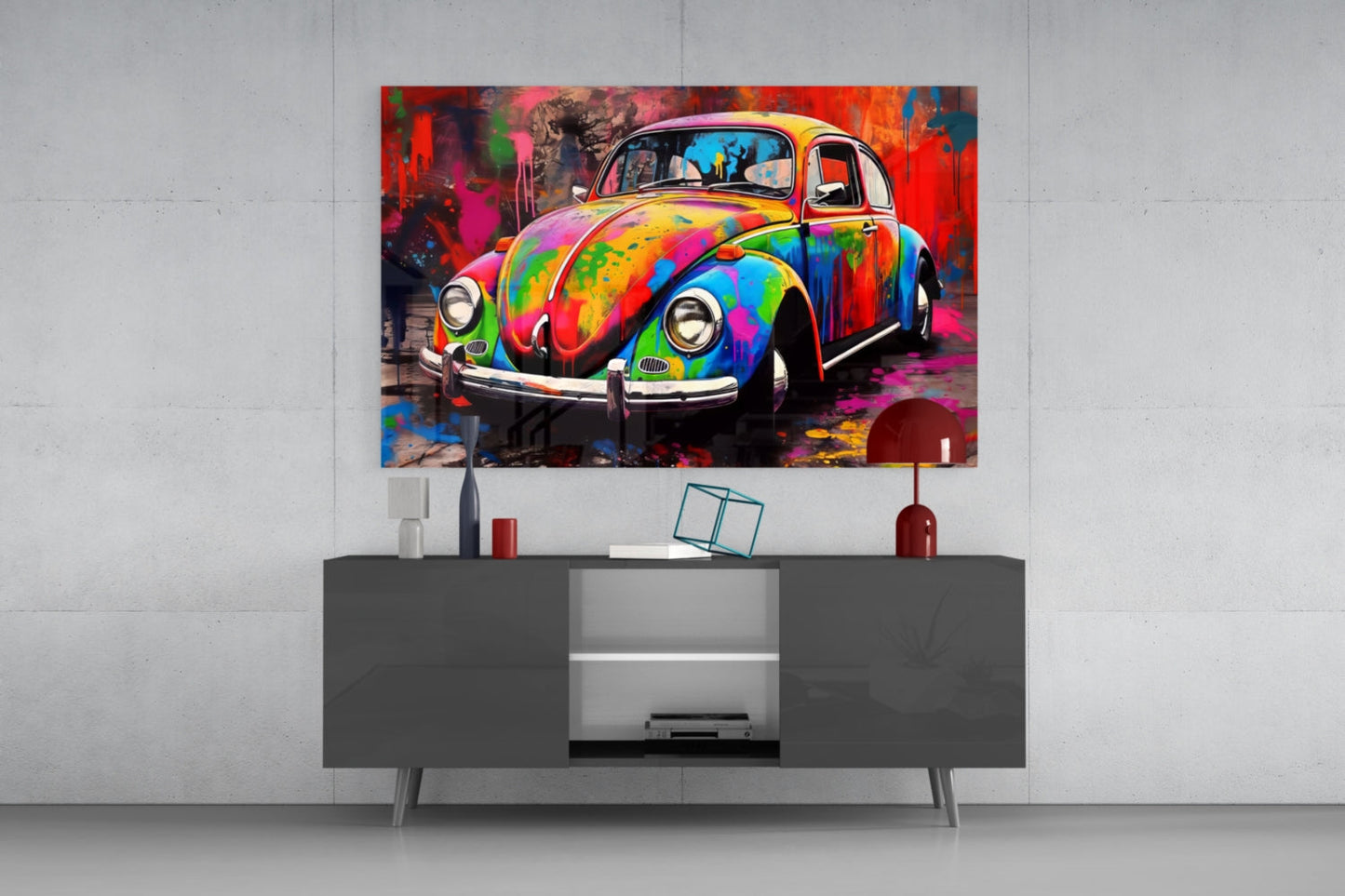 Colorful VW Glass Wall Art || Designer Collection