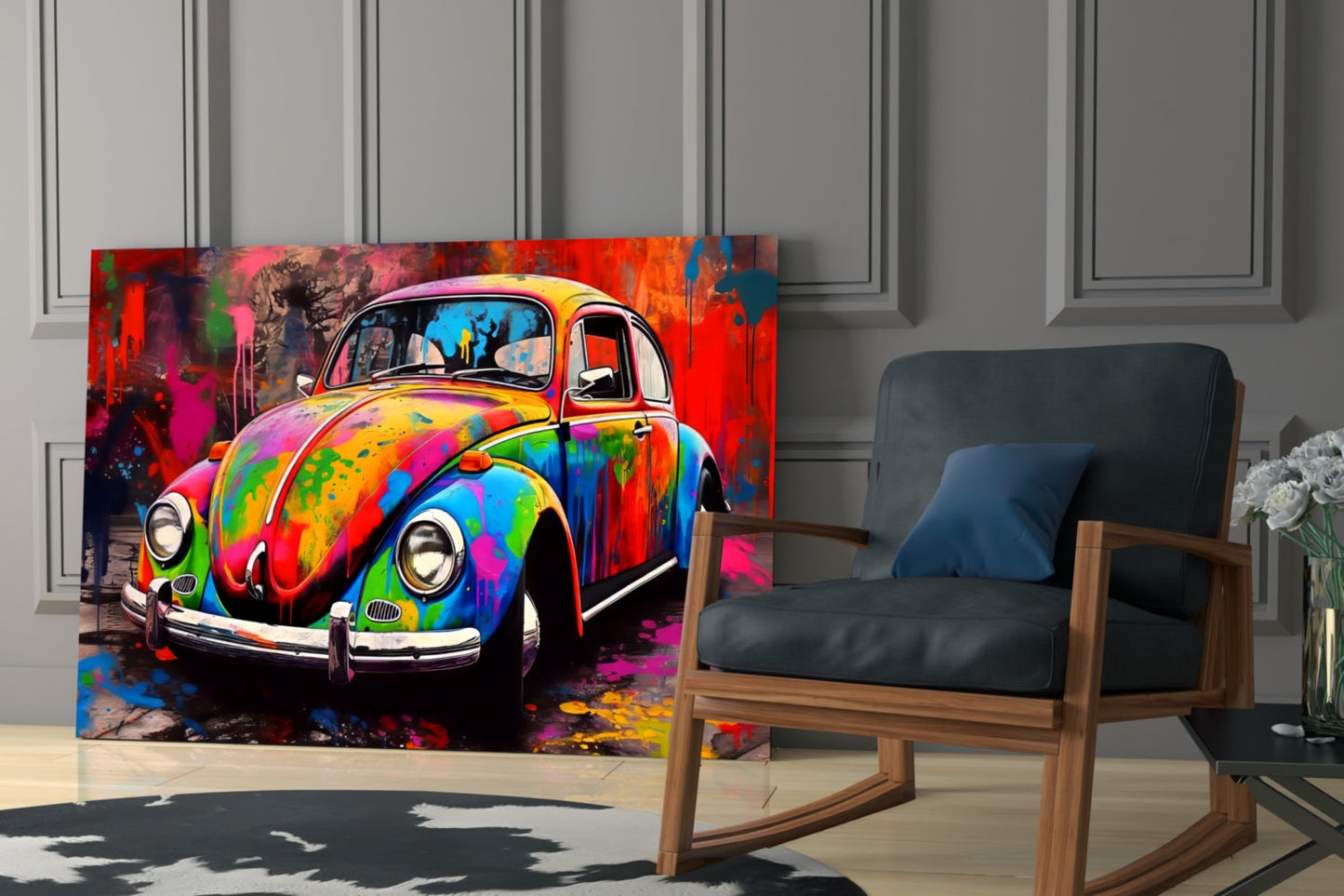 Colorful VW Glass Wall Art || Designer Collection