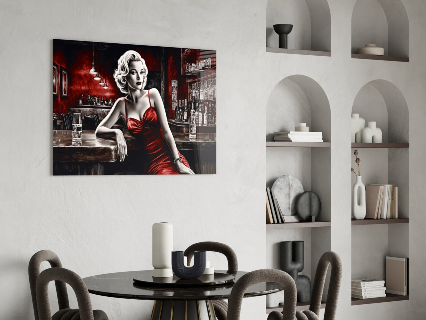 Marilyn in the Bar Glass Wall Art || Designer Collection
