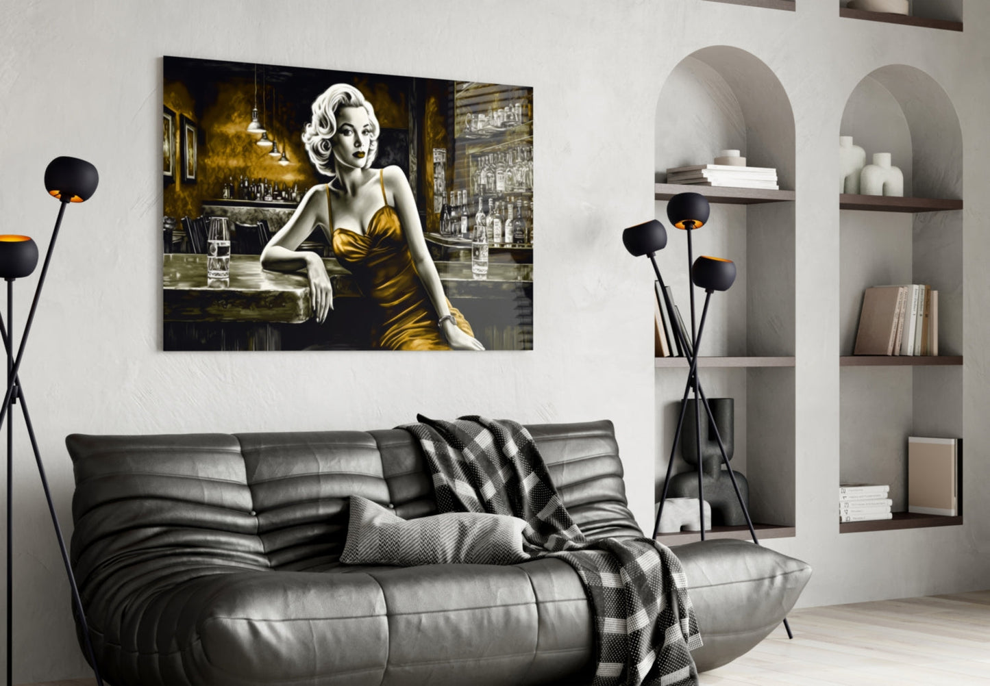 Marilyn in the Bar Glass Wall Art || Designer Collection-3