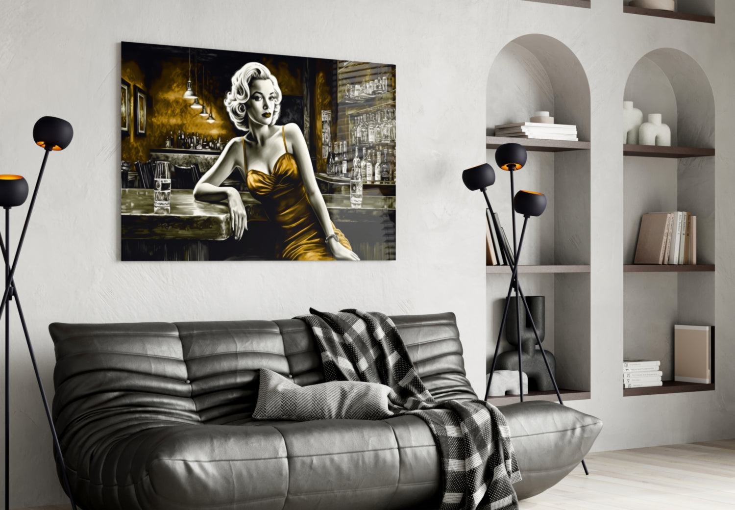 Marilyn in the Bar Glass Wall Art || Designer Collection-3