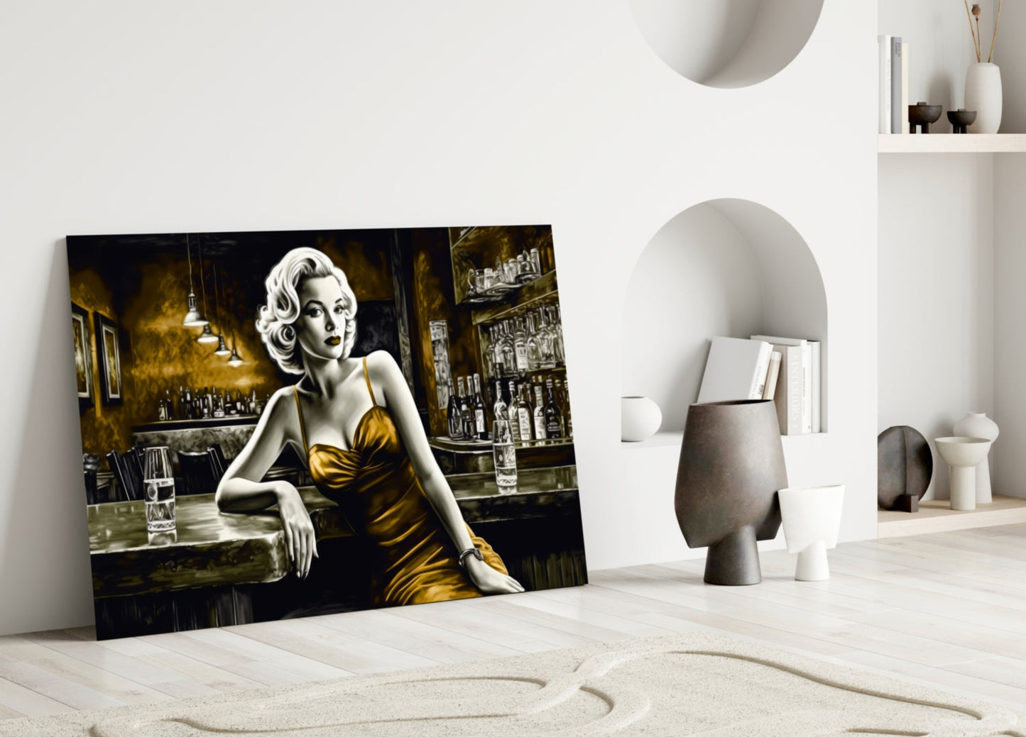 Marilyn in the Bar Glass Wall Art || Designer Collection-2
