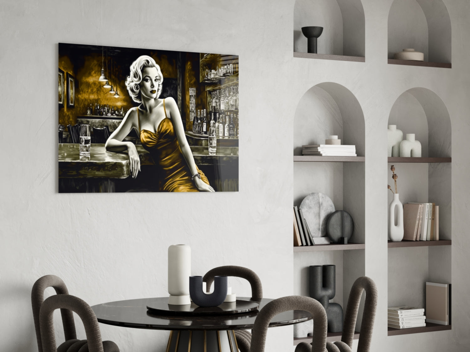 Marilyn in the Bar Glass Wall Art || Designer Collection-4