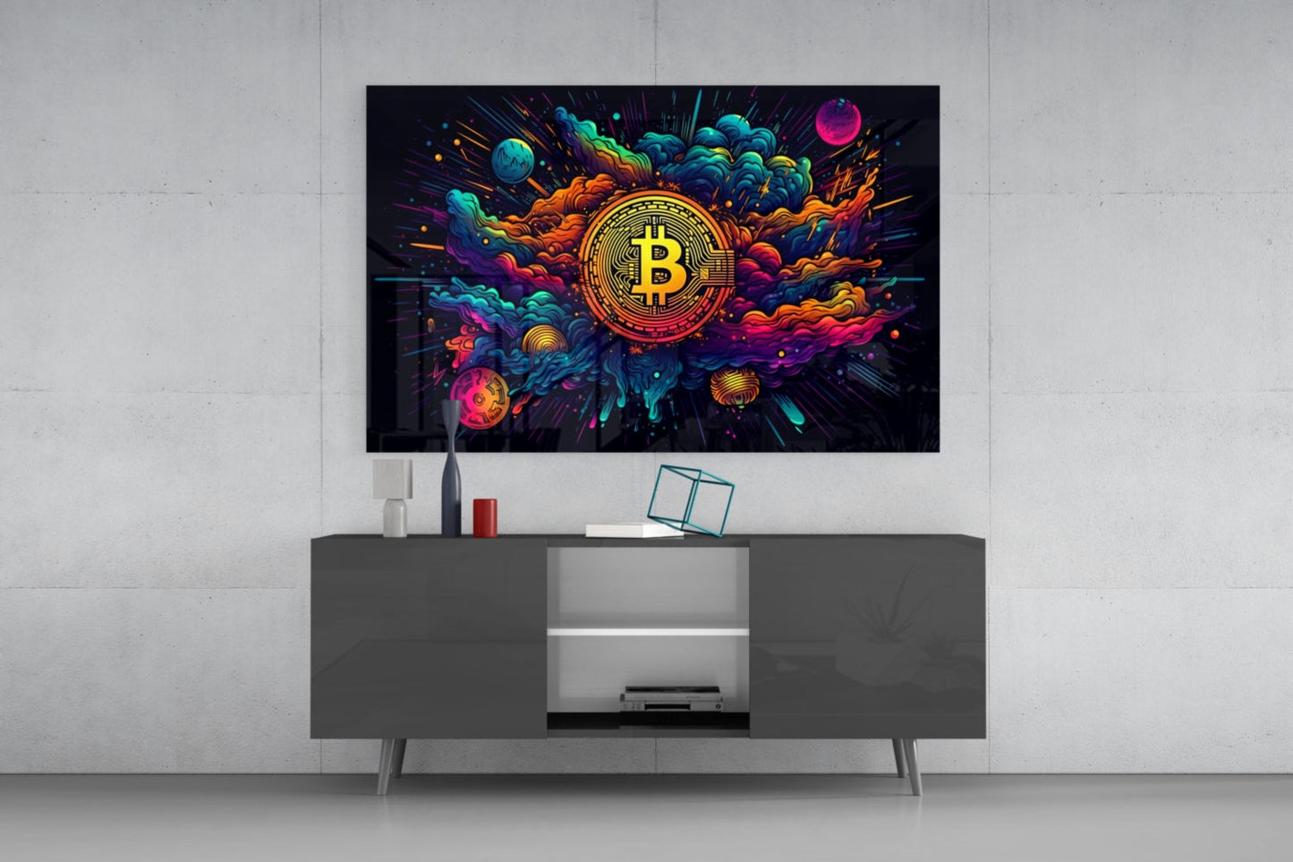 Bitcoin Glass Wall Art || Designer Collection
