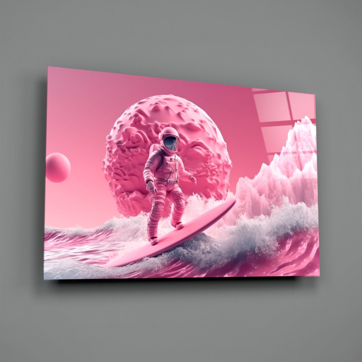 Pinky Space Glass Wall Art || Designer Collection