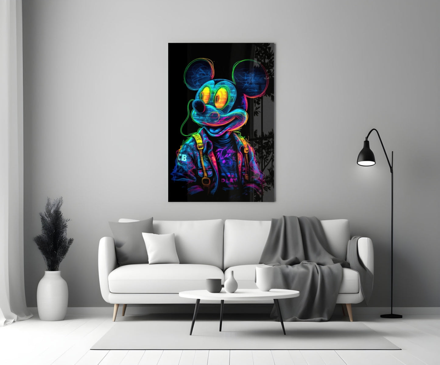 Neon Mouse Glass Wall Art || Designer Collection