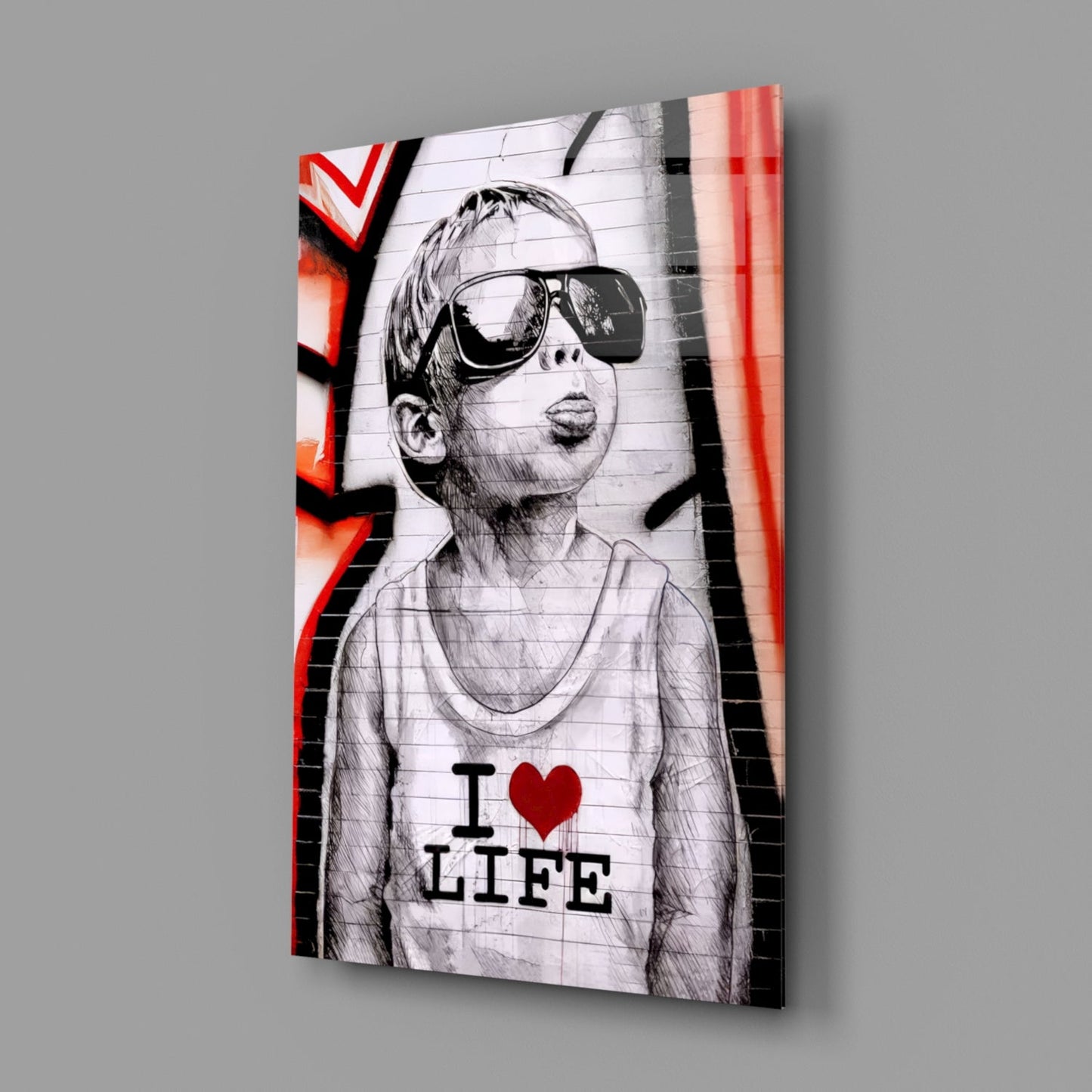 I Love Life Glass Wall Art || Designer Collection
