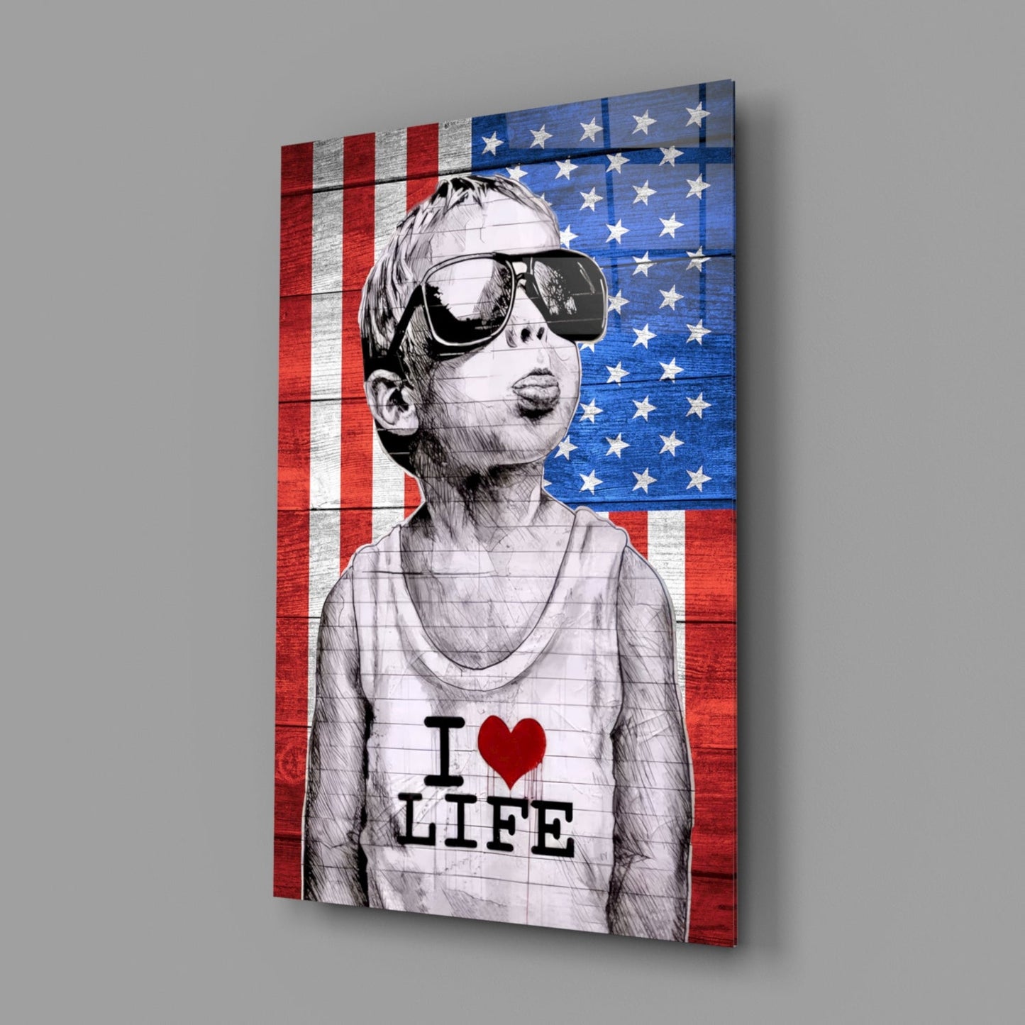 I Love Life Glass Wall Art || Designer Collection
