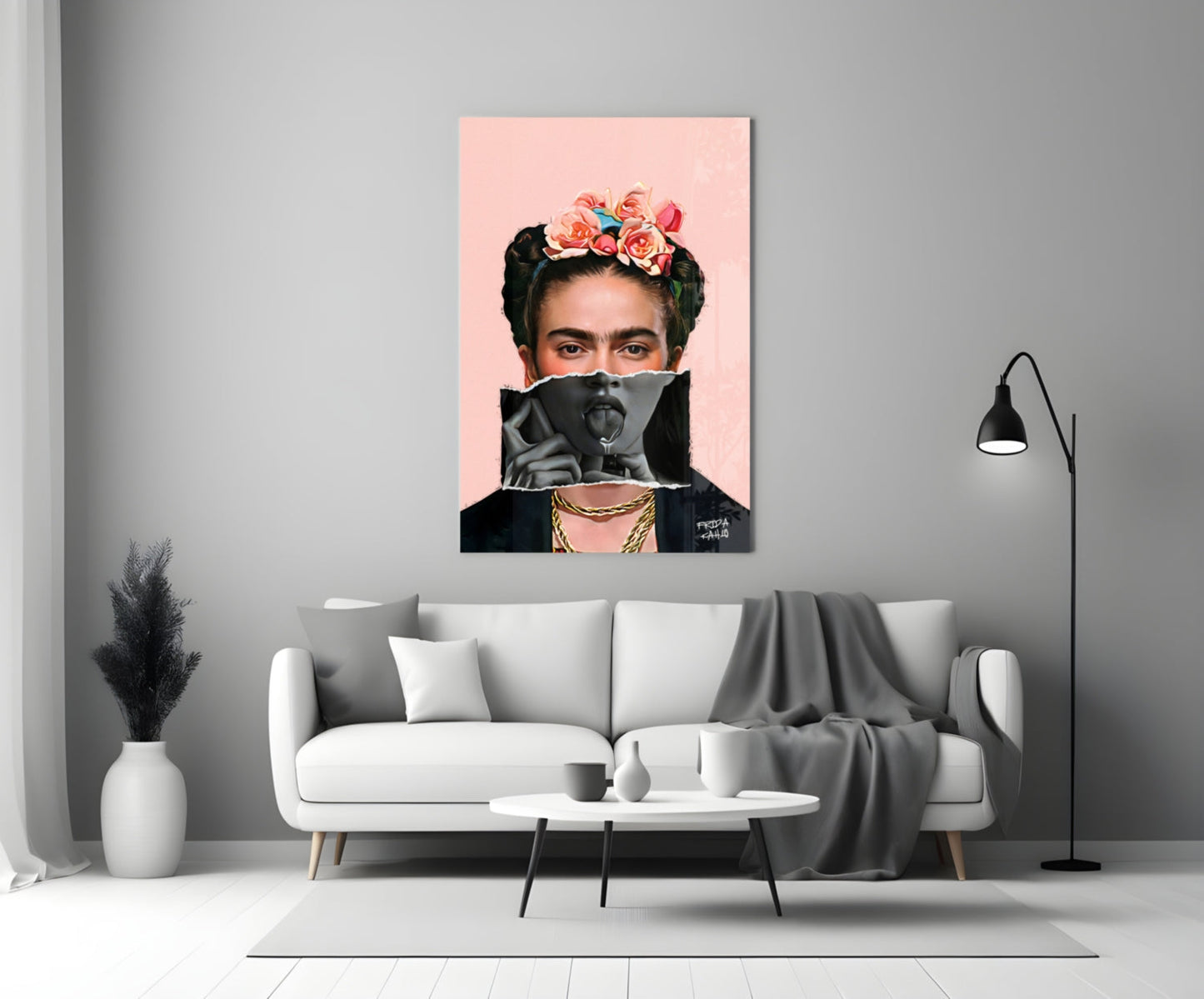 Contemporary Kahlo Glass Wall Art || Designer Collection
