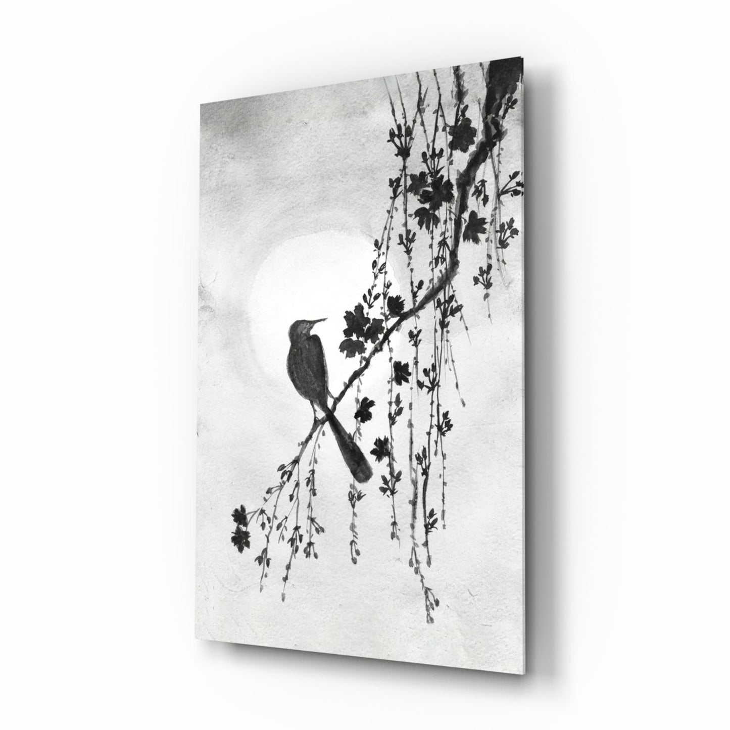 Bird on the Branch Glass Wall Art || Designer Collection