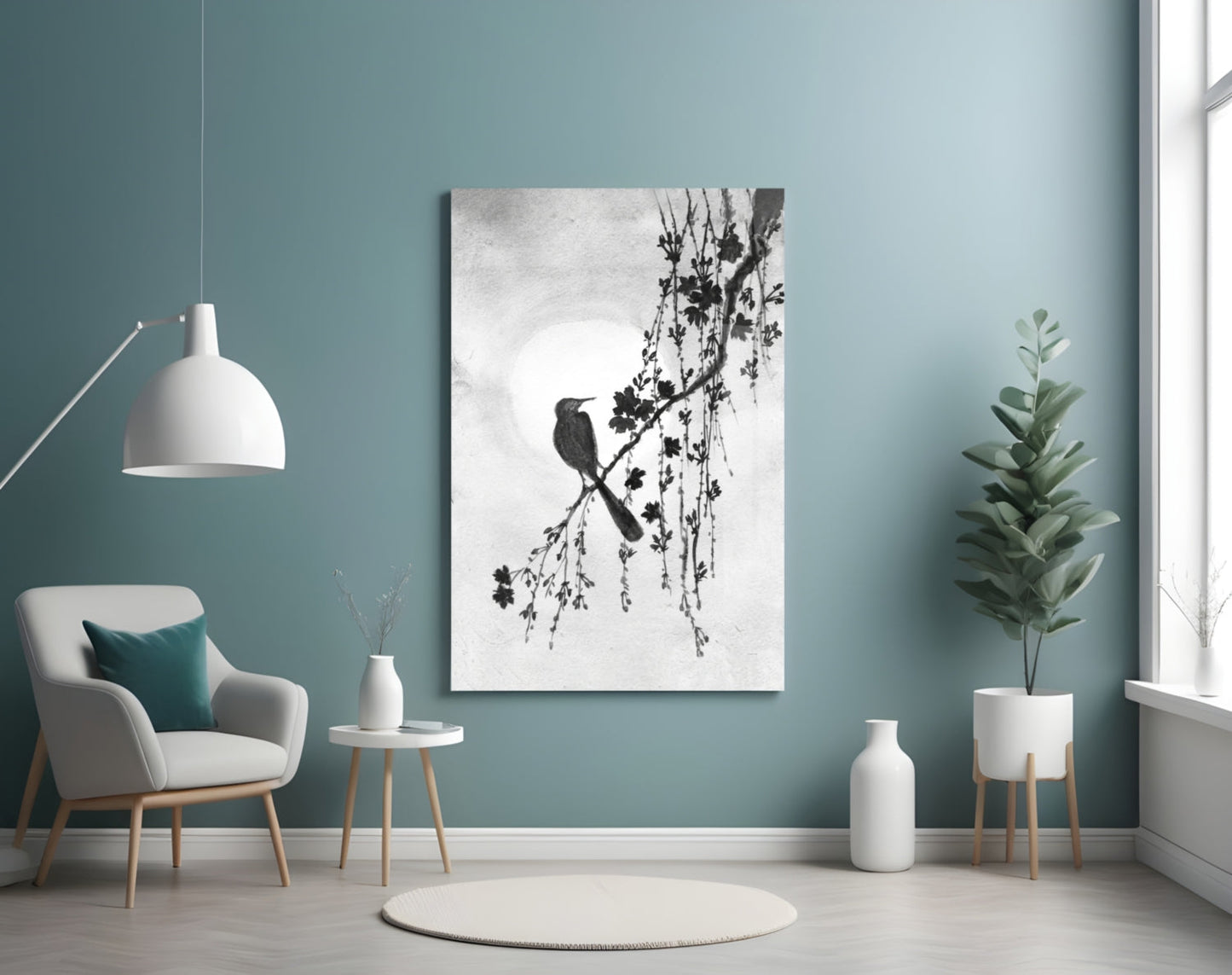 Bird on the Branch Glass Wall Art || Designer Collection