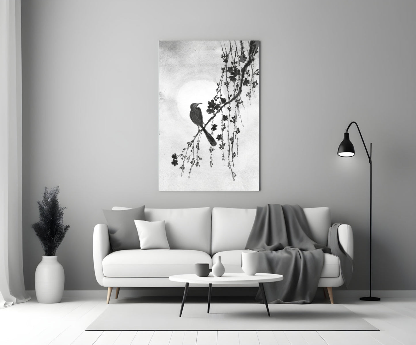 Bird on the Branch Glass Wall Art || Designer Collection
