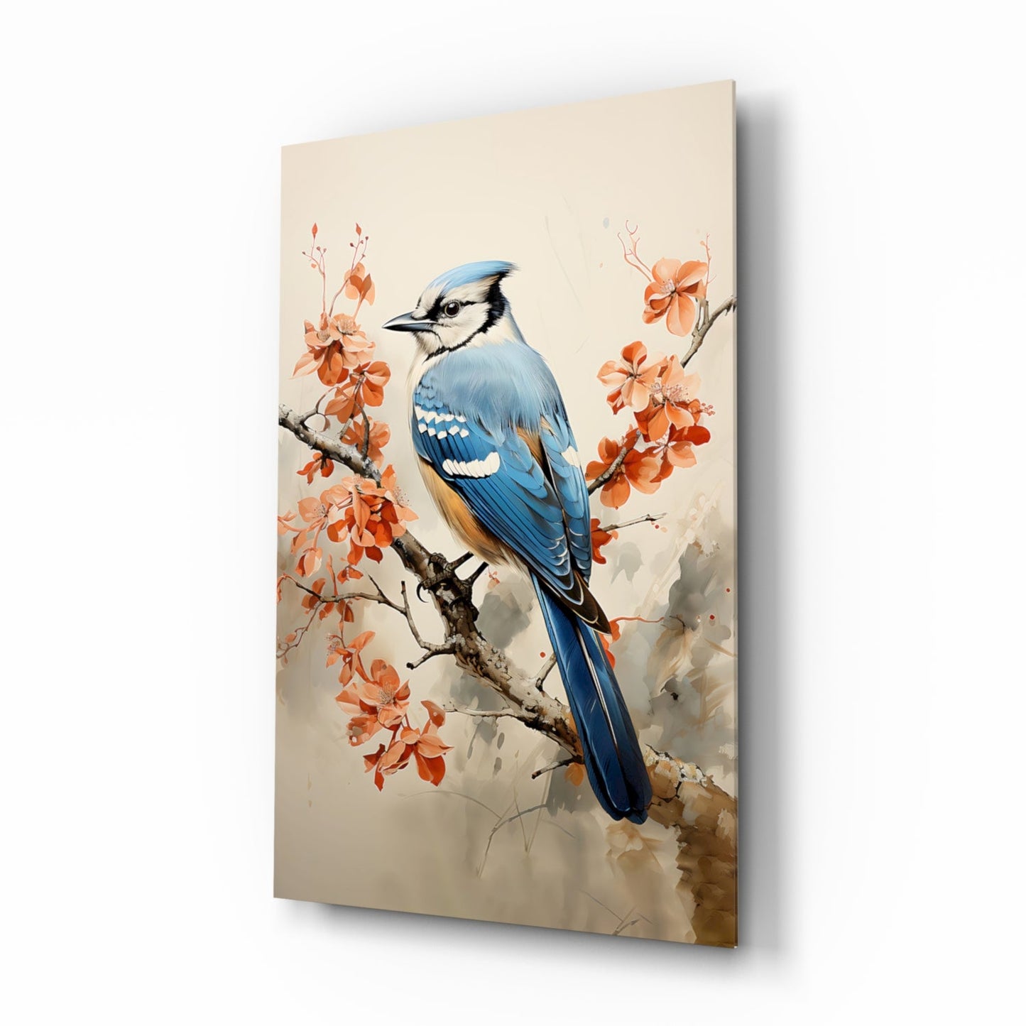Bird on the Branch Glass Wall Art || Designer Collection