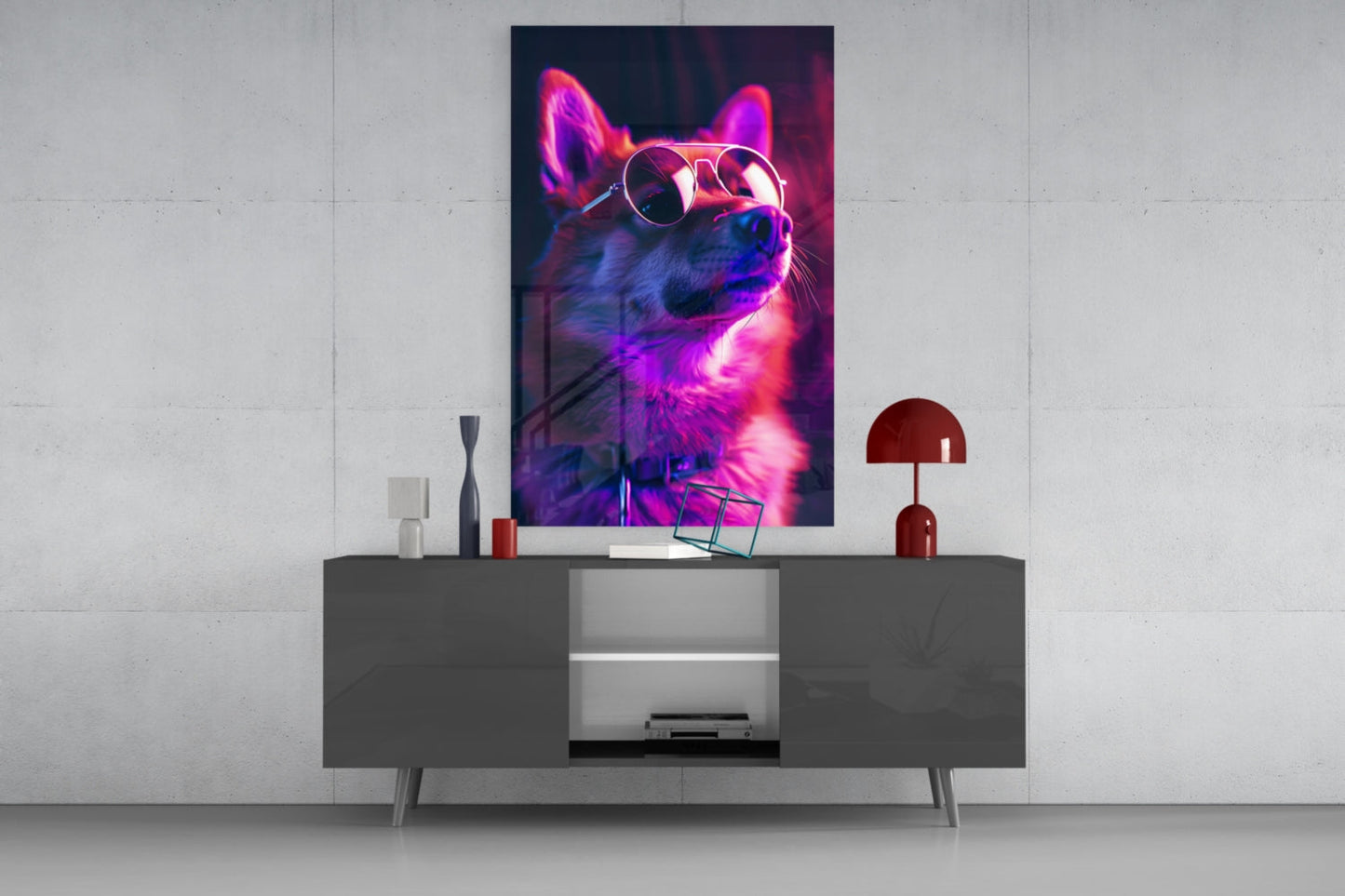 Dog with Glasses Glass Wall Art || Designer Collection