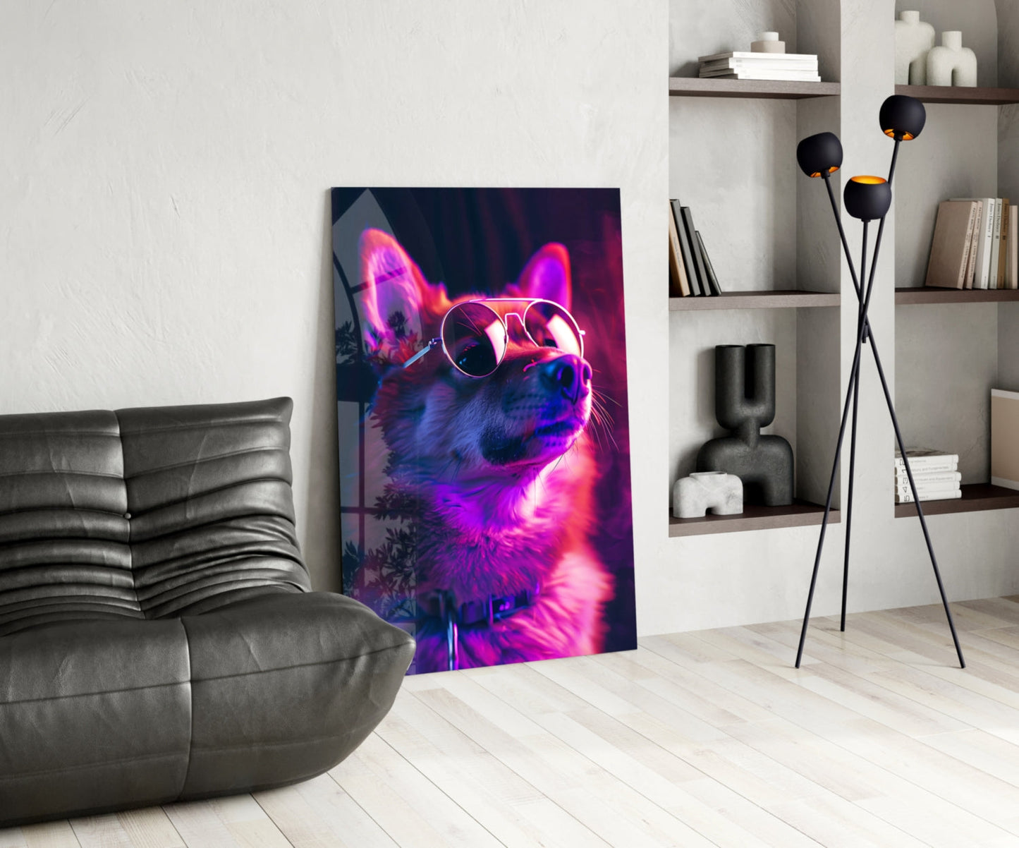 Dog with Glasses Glass Wall Art || Designer Collection