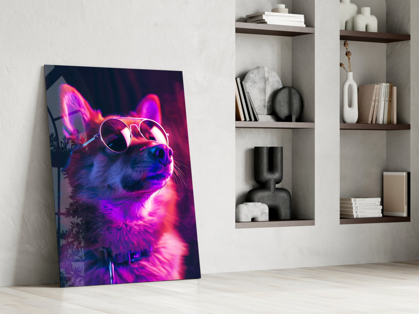 Dog with Glasses Glass Wall Art || Designer Collection