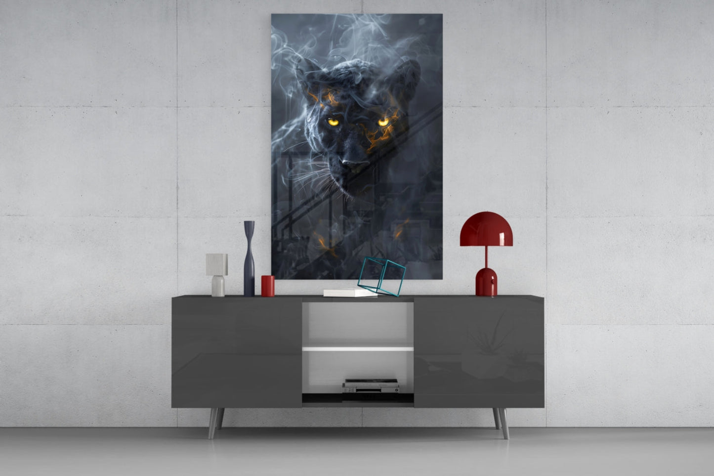 Black Panther Glass Wall Art || Designer Collection
