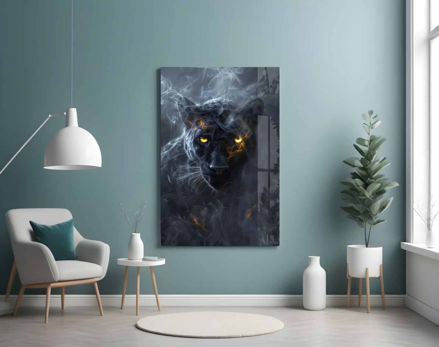 Black Panther Glass Wall Art || Designer Collection