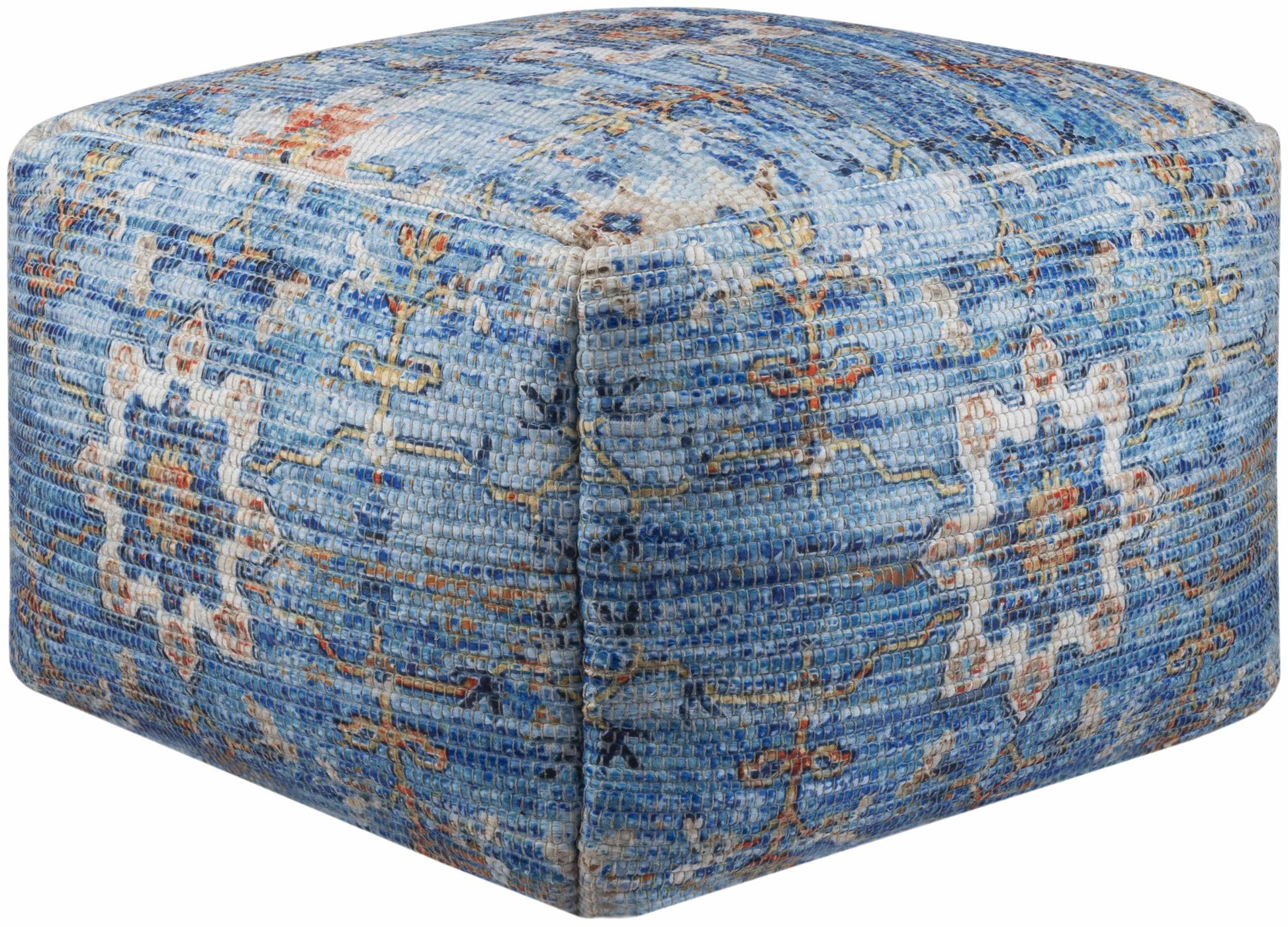 Cuddington Sky Blue Woven Pouf-4