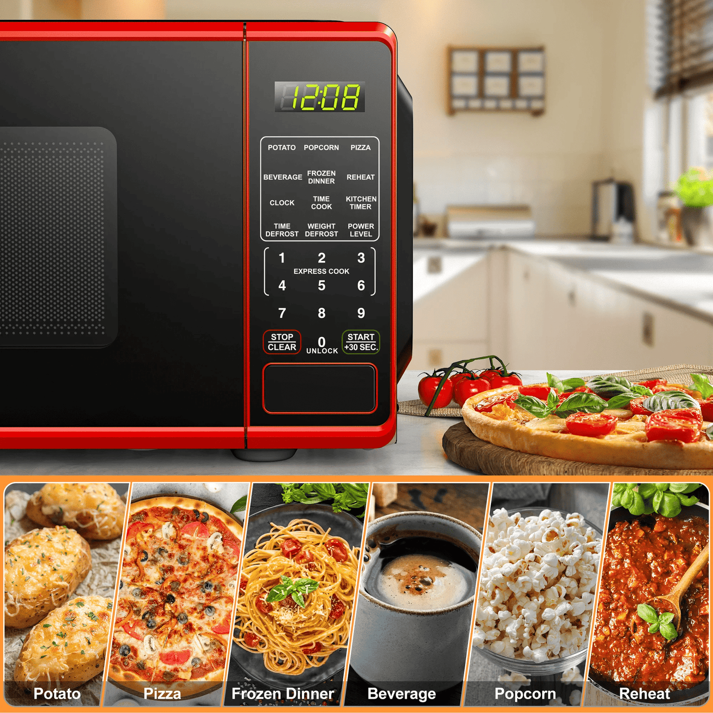 0.7 Cu ft Countertop Microwave Oven, 700 Watts, White