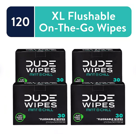 DUDE Wipes XL Flushable Wipes – Fragrance Free, Hypoallergenic Adult Wipes (400 CT / 480 CT)