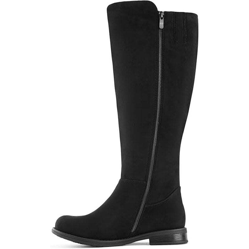 New Shoe'NTale Womens Size 8 Black Faux Suede Wide Calf Knee High Low Heel Boots