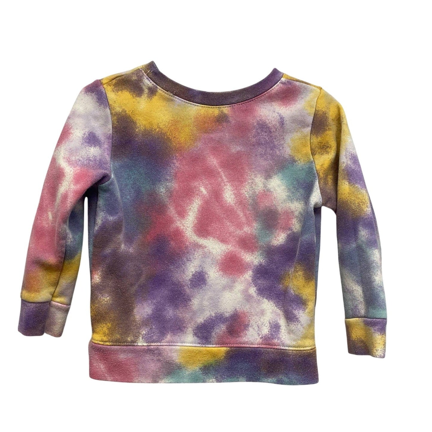 Upcycled Hand Printed Kids 2T Dragonfly Tie Dye Cotton Blend Sweatshirt