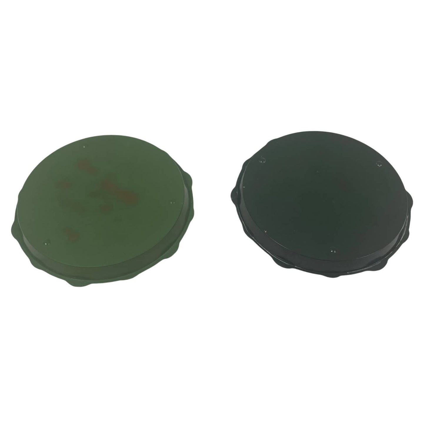 Pair of Vintage Dark Green Melamine Plastic Floral Round Coasters