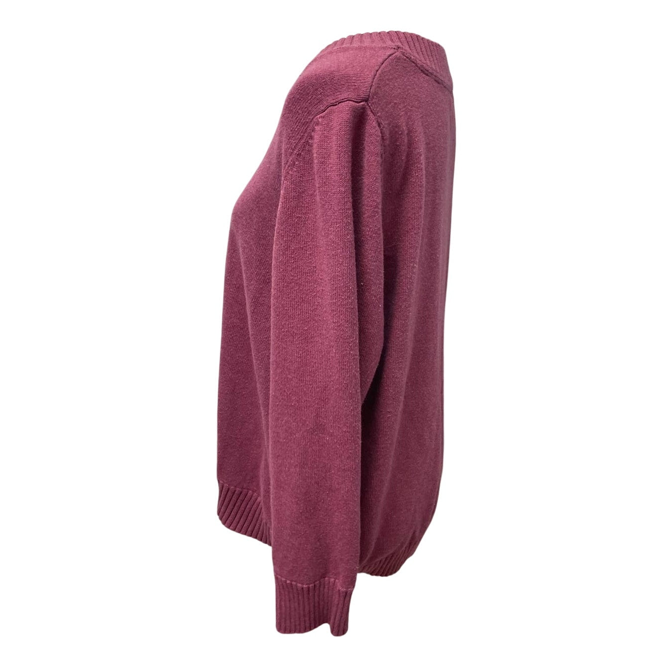 Sonoma Womens 1X Long Sleeve V-Neck Pullover Mauve Cotton Blend Knit Sweater