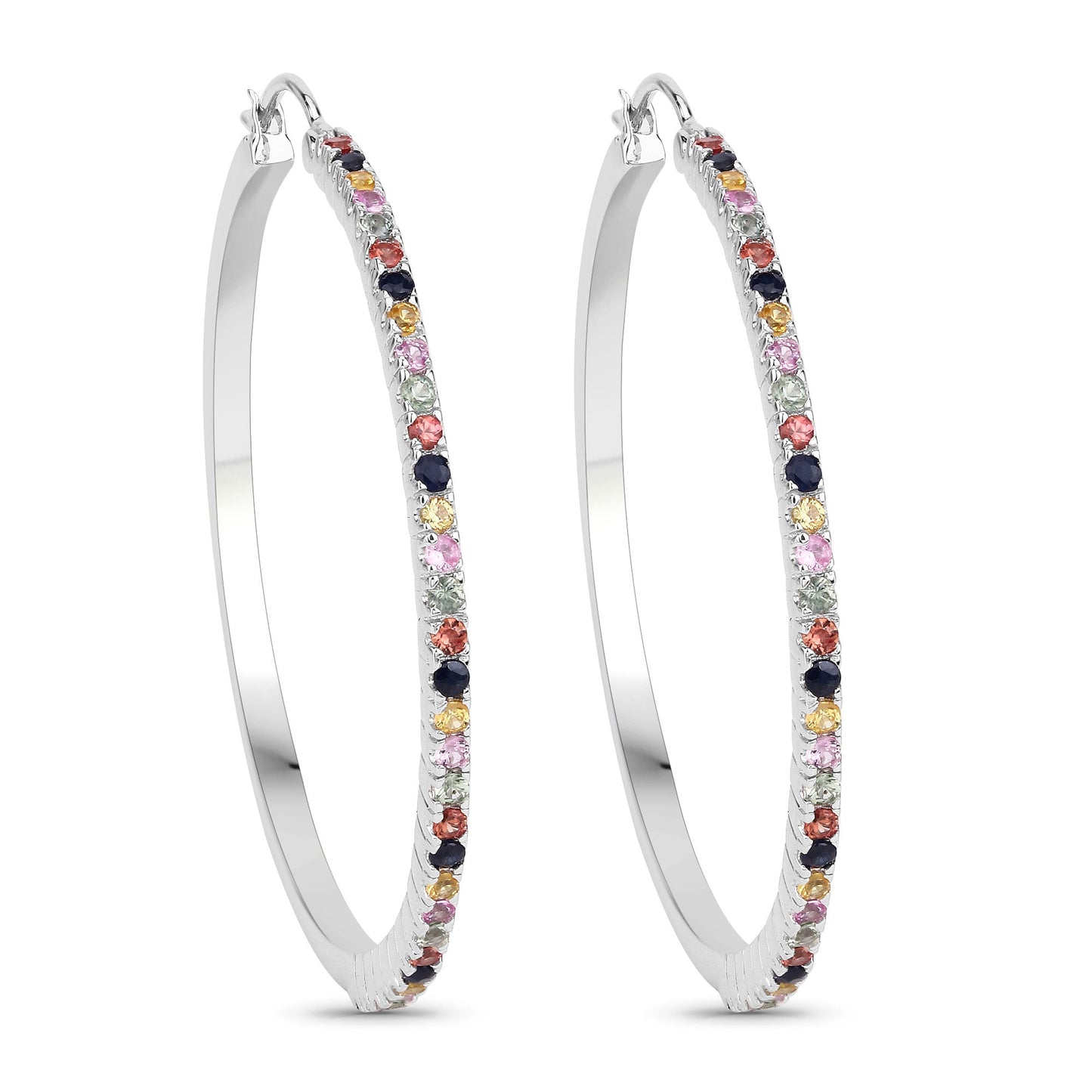 2.24 Carat Genuine Multi Sapphire .925 Sterling Silver Earrings