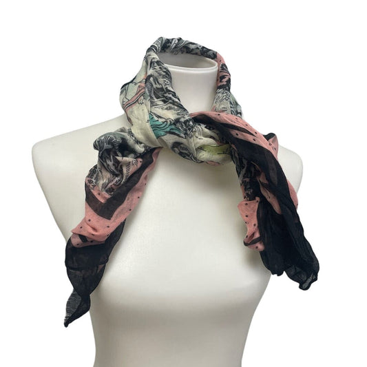 Vintage Colorful Birds Feathers Polka Dot Cotton Blend Square Fashion Scarf