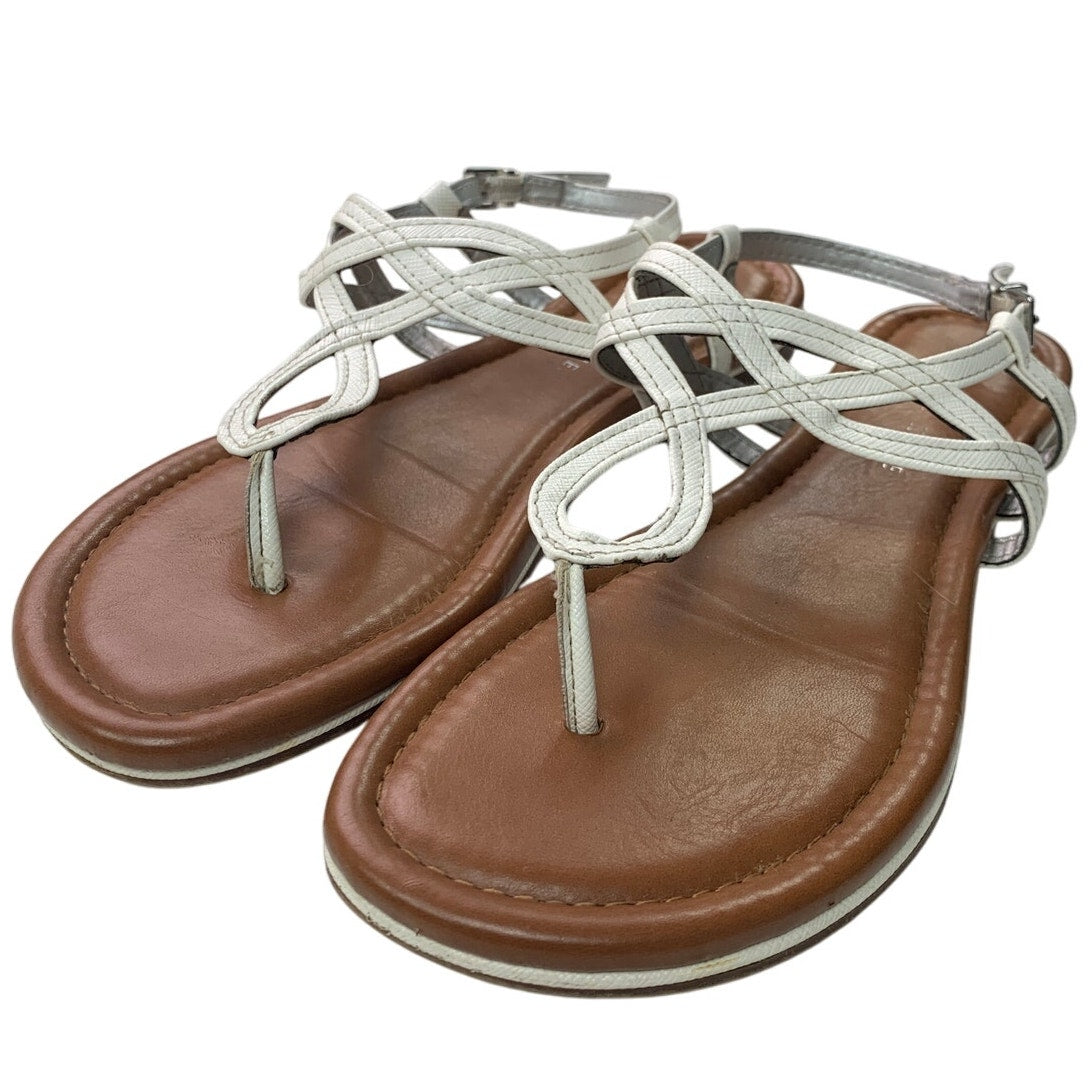 Kelly & Katie Womens Size 8.5 White Sandals T Strap Open Round Toe Shoes