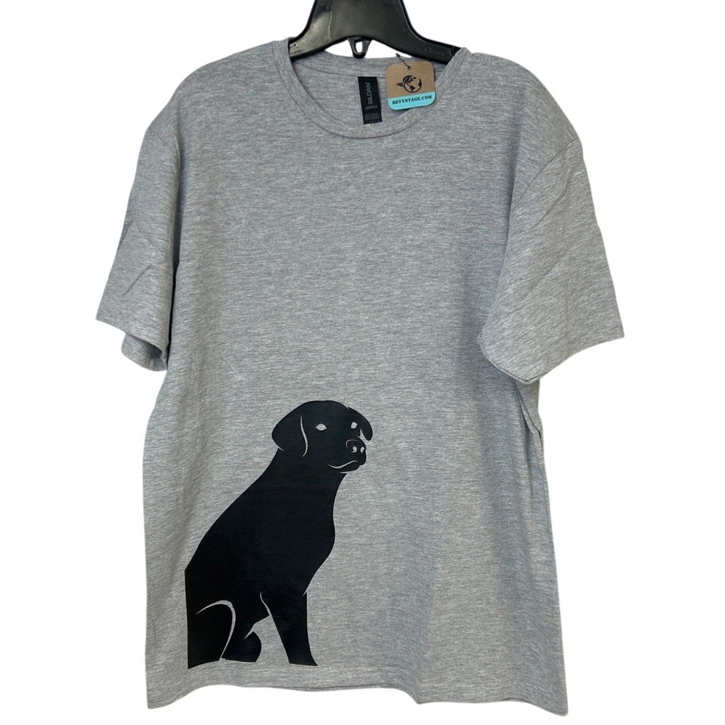 New Hand Printed Mens XL Gray Heathered Black Lab Dog Short Sleeve Tee Shirt