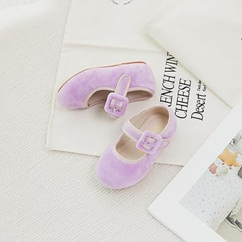 Kiderence Toddler Girls 8 Purple Mary Jane Ballet Flats Latch & Hook Close Shoes