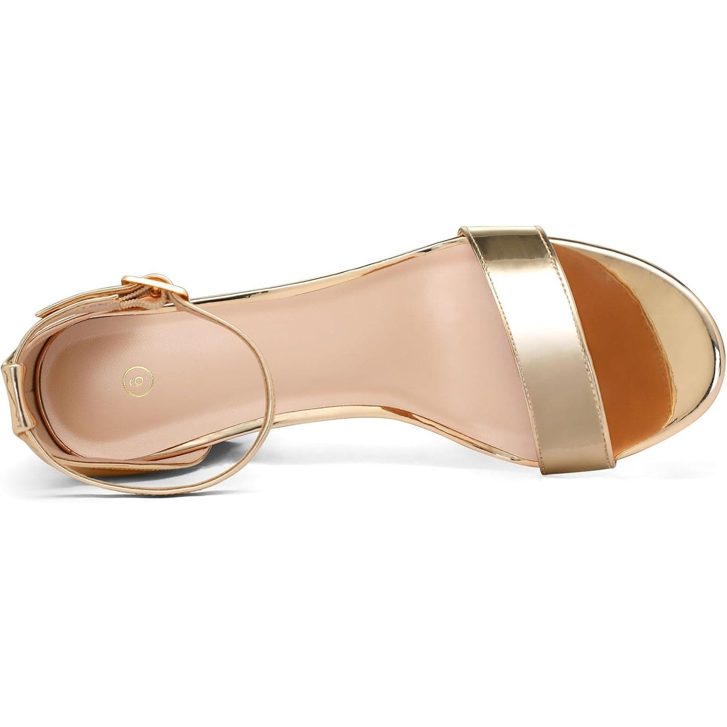 Coasis Womens Size 9 Gold 3.5" Block Heels Open Round Toe Ankle Strap Shoes