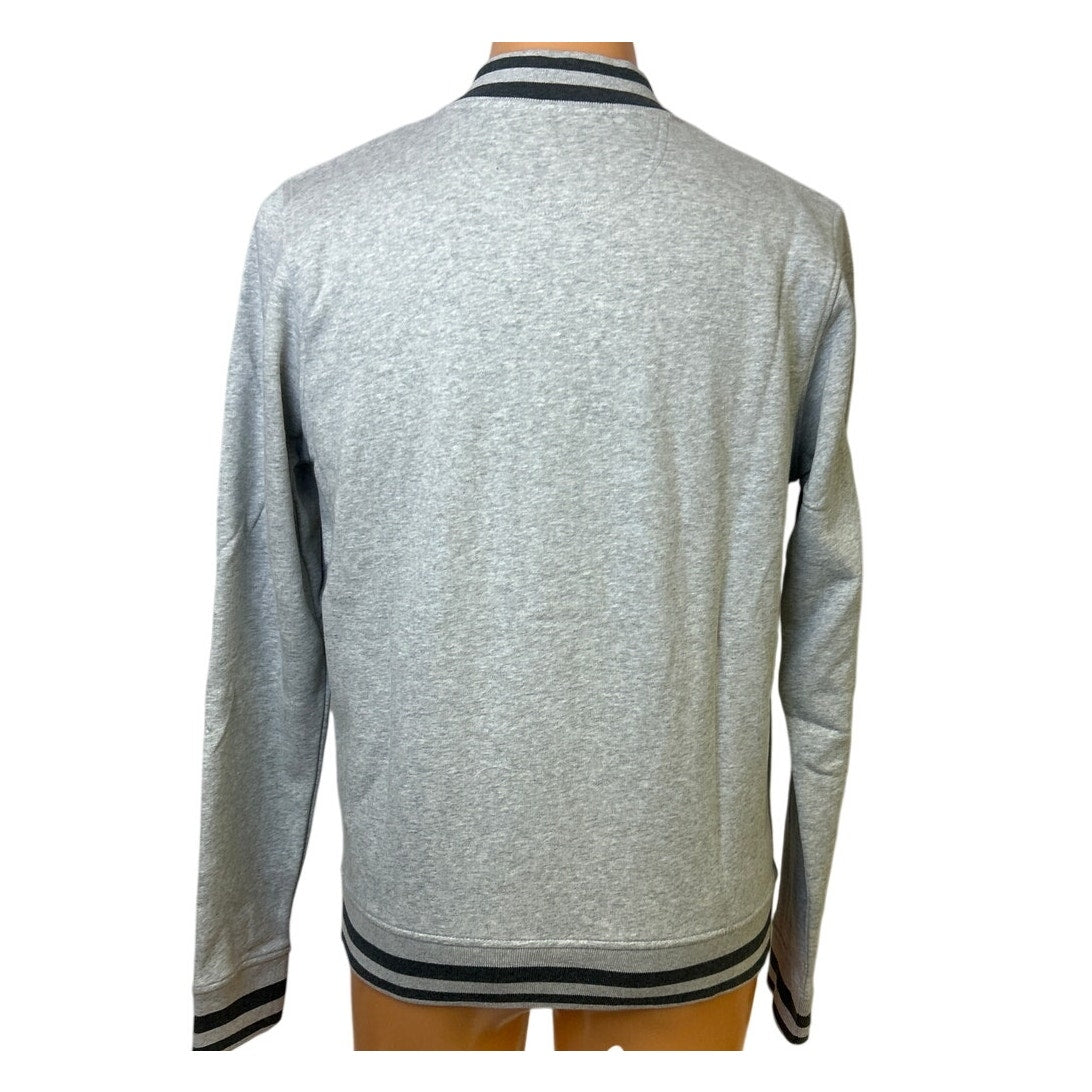 New Champion Mens Small Gray Snap Up Hand Printed Cardinal Bird Bomber Jacket